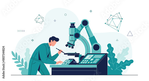 Innovative vector illustration depicts scientific research and technological advancement concept