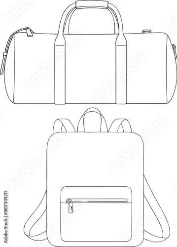 Ultimate Mega Pack of Technical and Styled Bag Vectors, Featuring Duffle, Briefcase, Backpack, Line Art, Silhouettes, and 3D Wireframe Design Concepts.