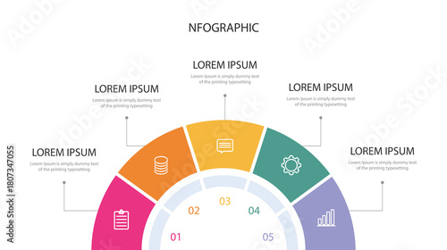 5 Options Strategy Infographic Template, Business Planning, Marketing Tactics, Decision Making Diagram
