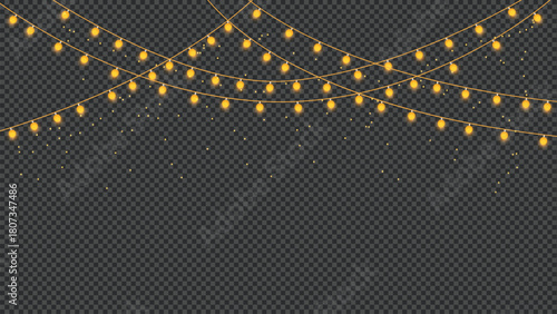 Yellow glowing fairy string lights festive celebration decor