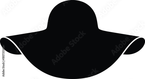 Black silhouette floppy hat isolated