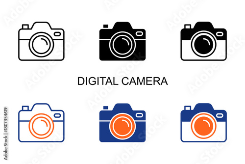 Digital Camera Icon Multi Style Vector Illustration