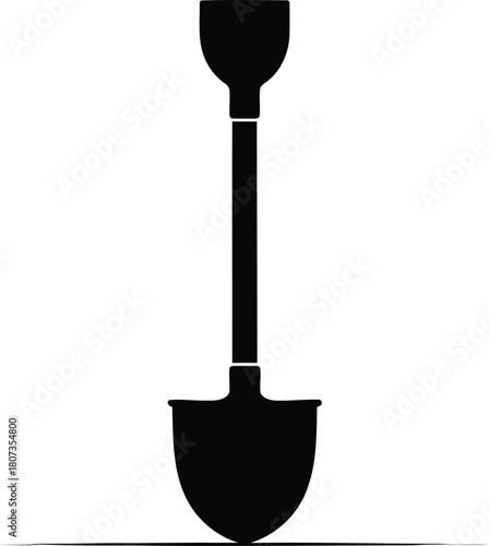 Black silhouette shovel on white background