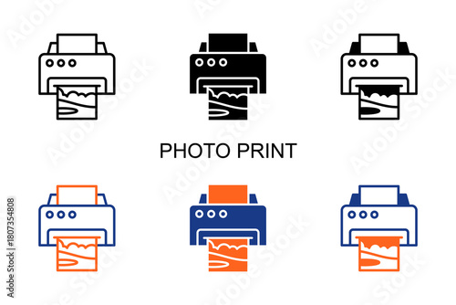 Photo Print Icon Multi Style Vector Illustration