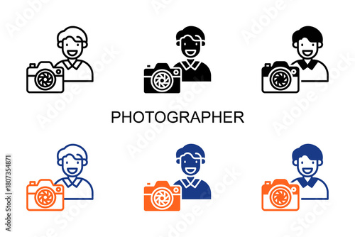 Photographer Icon Multi Style Vector Illustration