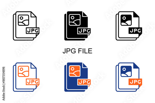 Jpg File Icon Multi Style Vector Illustration
