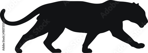 Black panther silhouette walking, wild animal vector