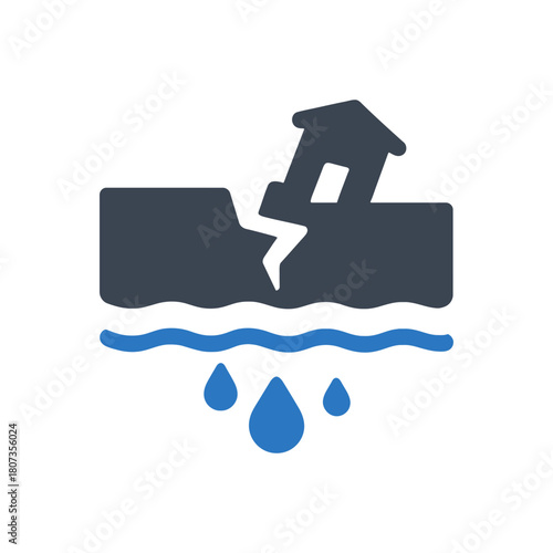 Sinking Ground House Disaster Icon