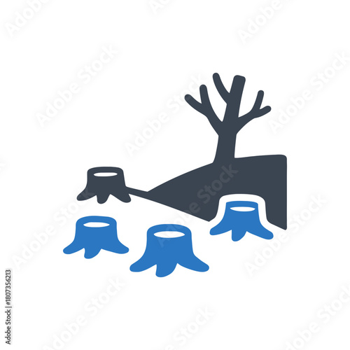 Dead Tree Stump Deforestation Icon