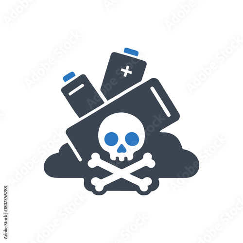 Toxic Lithium Battery Waste Icon