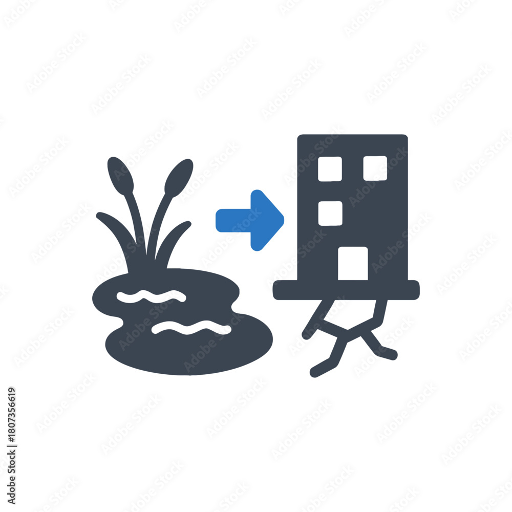 Fototapeta premium Urban Building Soil Sinkhole Icon