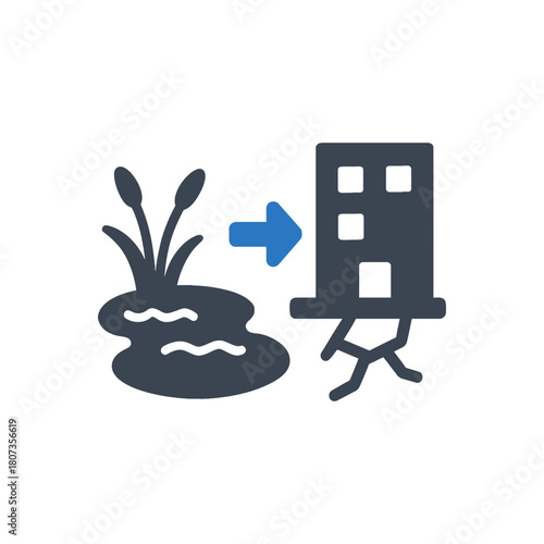Urban Building Soil Sinkhole Icon