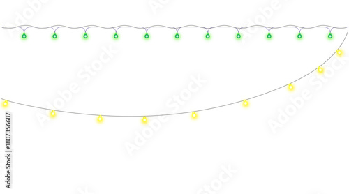 Vibrant green and yellow string lights festive decor