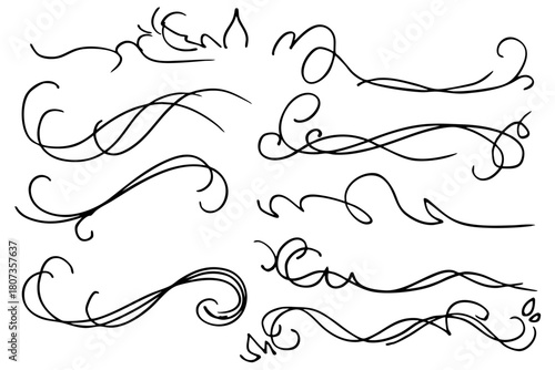 手描きの文字の下の線　アンダーラインセット　ベクター