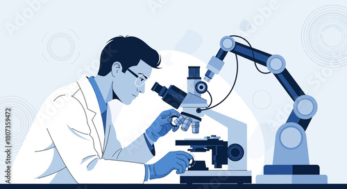 Advanced scientific research combining automation and human expertise in biotechnology laboratories