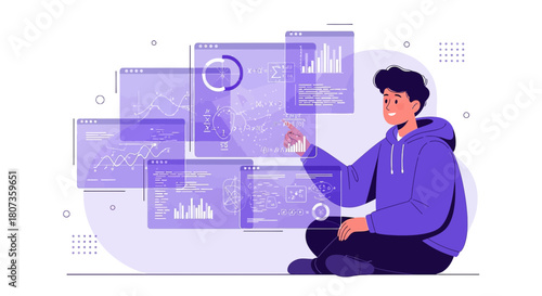 Analyzing data insights and trends using futuristic digital interface technology platform