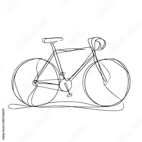 Minimalist line art of a bicycle isolated on, cycling concept