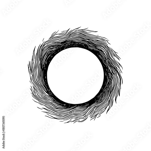 Hand drawn wreath isolated on, decorative circle frame element