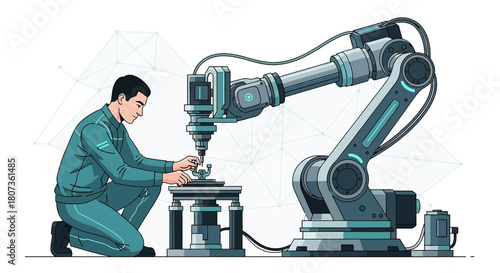 Automated precision engineering in manufacturing process with robotic arm system