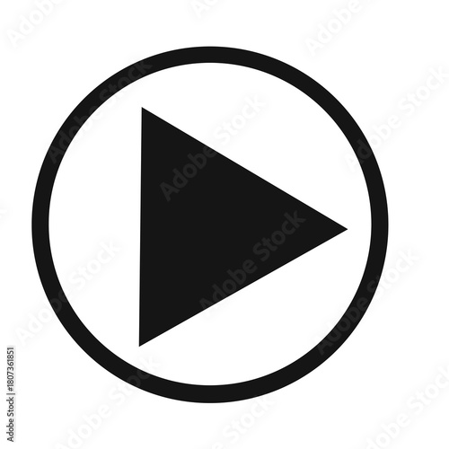 Minimalist dark gray play button inside circular frame graphic illustration on transparent background