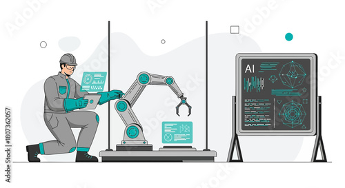 Automation integration utilizing artificial intelligence for industrial efficiency and productivity