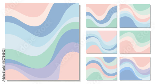 Pastel wave background collection with flowing lines for feminine and calming designs