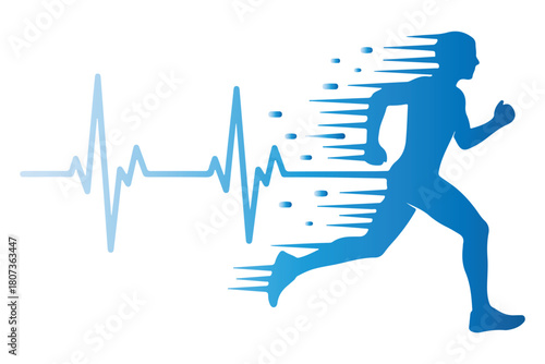 Healthy Lifestyle Cardio Workout Running and Heart Beat Rhythm
