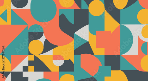 Vibrant geometric shapes in a retro style creating a visually appealing pattern