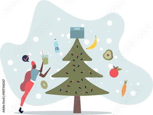 Weight loss diet plan.slim girl and healthy eating.flat vector illustration.life and employment of people.