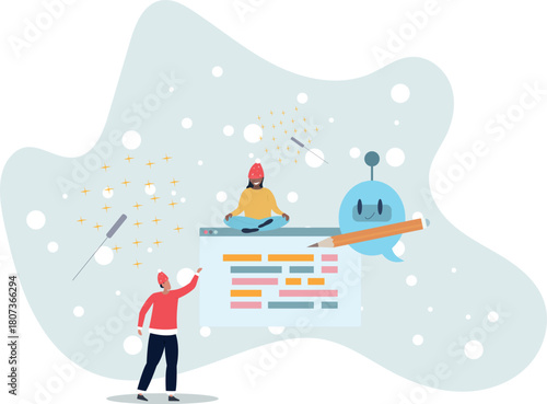 AI writing and artificial intelligence usage for content creation .Machine automation for digital text typing and author assistance.life and employment of people.