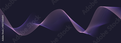Pink purple gradient lines dynamic wavy vector design element calming rhythms colorful futuristic modern style