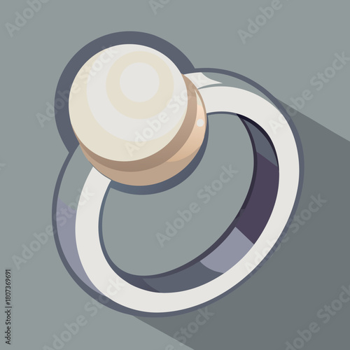 Simple ring with a pearl on a gray background