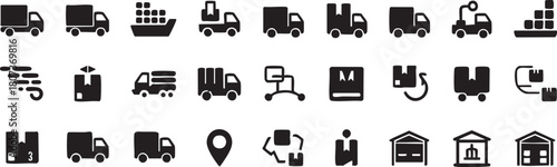 Collection of transportation and delivery icons