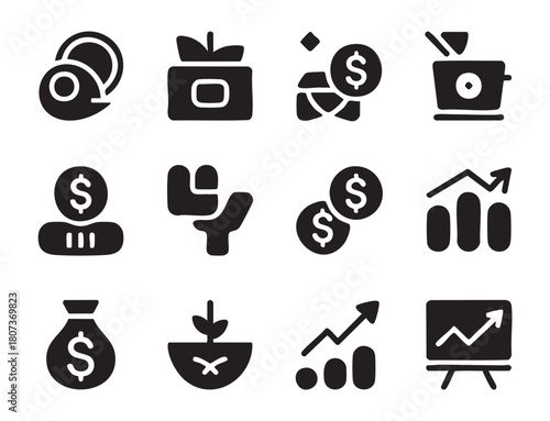 Collection of business and investment icons