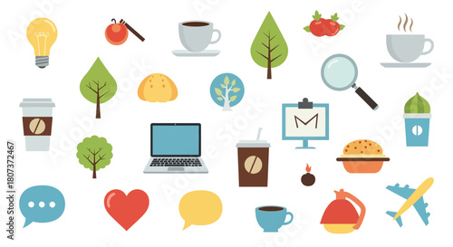 set of icons of nature