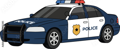 Classic Cartoon Police Cruiser Vector Illustration