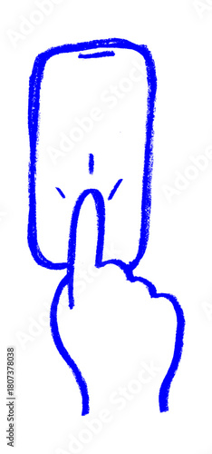 Mobile Phone Scroll Icon Crayon Chalk Drawing Doodle Vector