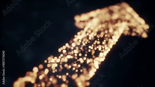 Abstract golden light particles creating a dreamy and magical atmosphere in a dark background