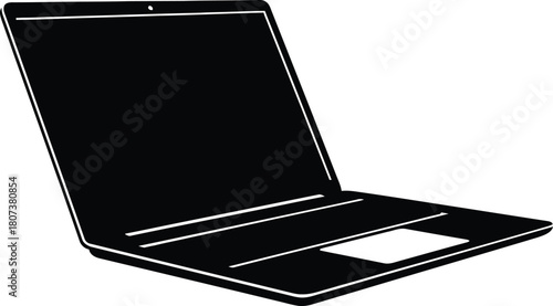 Laptop Silhouette – Technology and Work Device Vector.