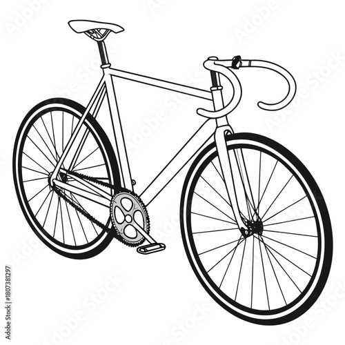 A sleek fixedgear bicycle with a minimalist design isolated on