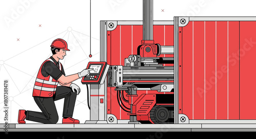 Skilled technician operating high-tech machinery for industrial innovation and productivity