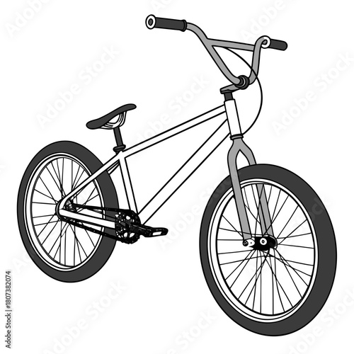 Illustration of a bmx bike isolated on in black and white