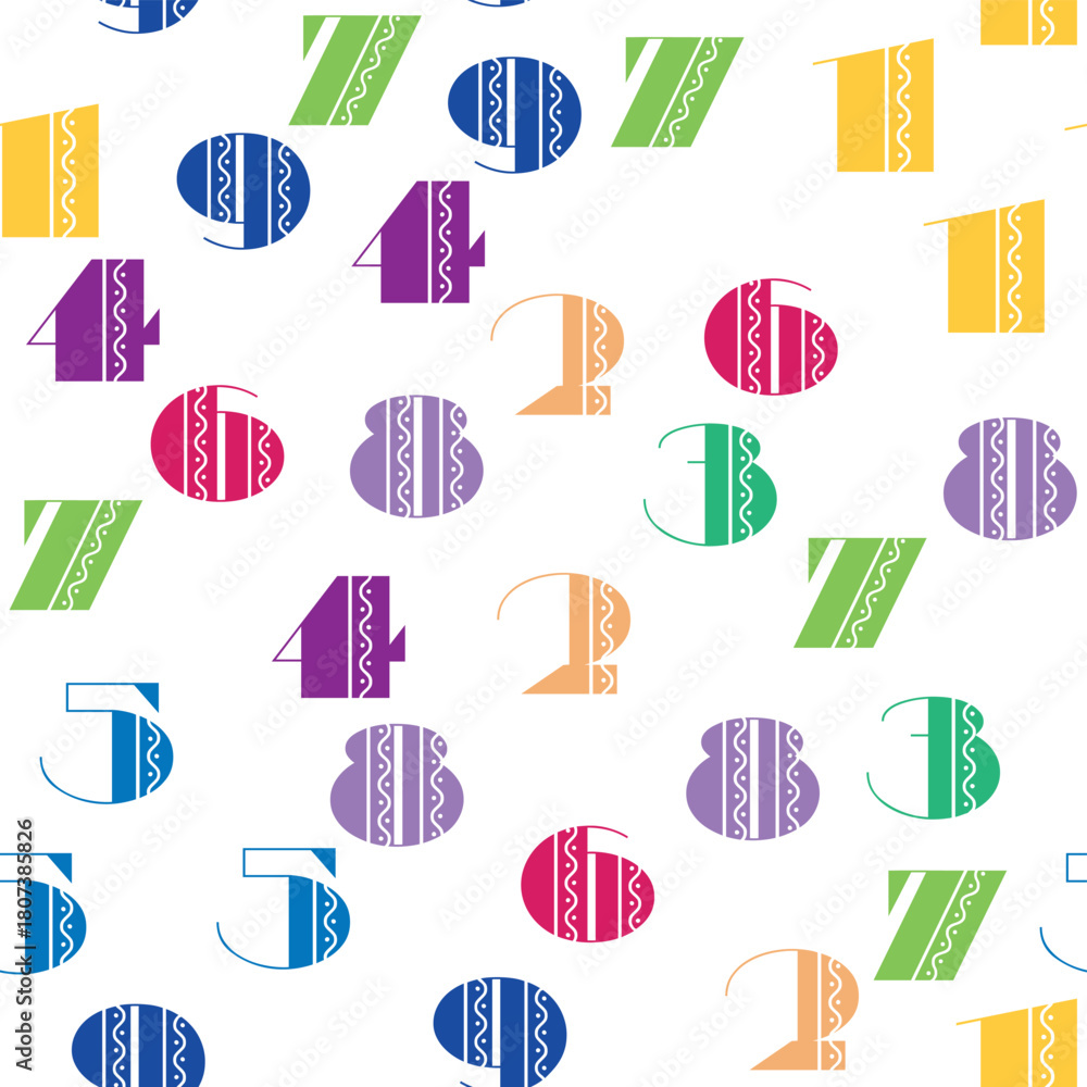 Obraz premium Seamless pattern with beautiful numbers. Algebra and geometry, calculations.