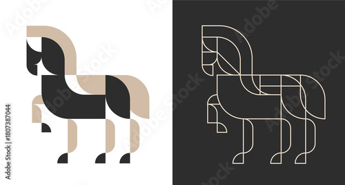 Silhouette horse in minimalist modern style. Creative fashion animal for branding, holidays. Vector art illustration.