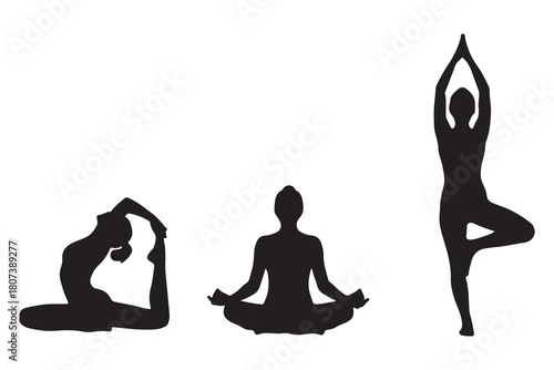 Yoga Poses Silhouettes Collection for Wellness and Harmony