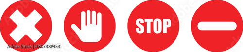 Stop sign and no entry traffic sign.  Road safety and prohibition symbols. Stop and no entry symbol. Driving regulation graphic designs
