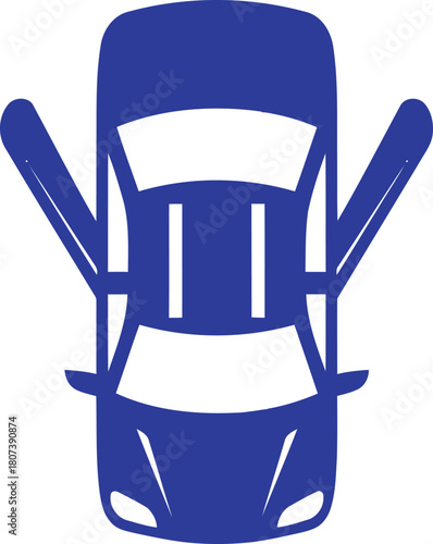 Sleek blue sports car with open doors invites adventure and showcases automotive design, perfect for transportation themes and modern lifestyle visuals