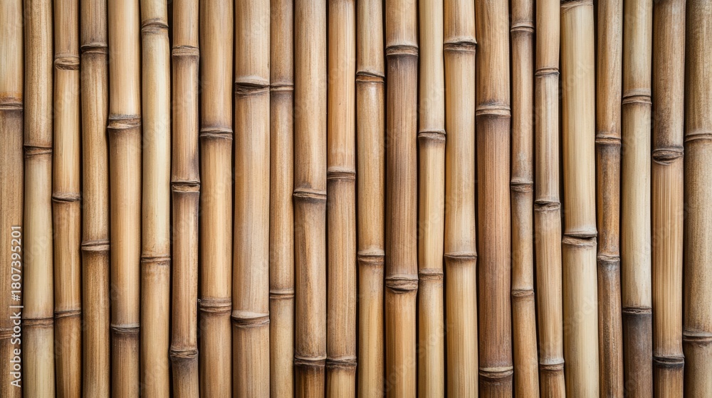 Fototapeta premium Bamboo Stalks Wall Texture, Natural Vertical Pattern, bamboo, texture