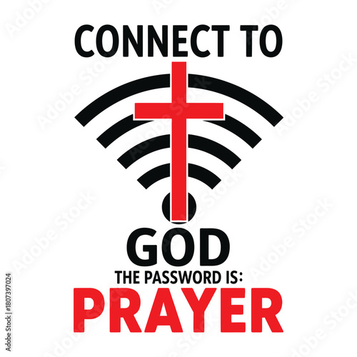 Connect to God Prayer Cross WiFi Christian Design
