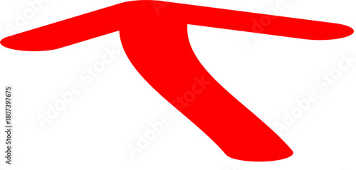 A hand-drawn, thick red arrow pointing upwards and to the left on a white background.